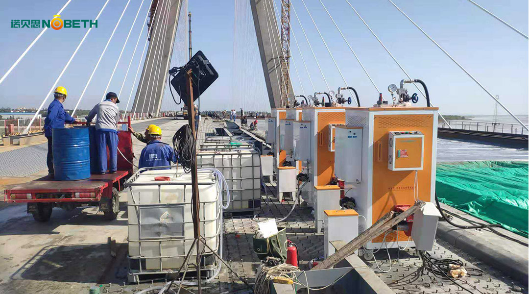 蒸汽養(yǎng)護(hù)高科技，橋梁養(yǎng)護(hù)使用燃?xì)庹羝l(fā)生器提早結(jié)束工期